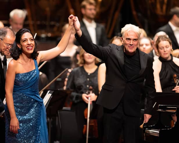 Pianist Beatrice Rana and conductor Edward Gardner with the London Philharmonic Orchestra