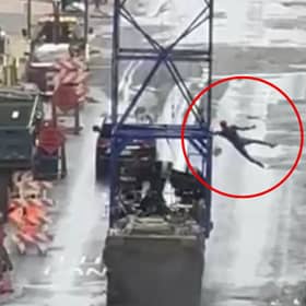 Spider-Man building leap stunt is filmed on Bothwell Street, Glasgow.