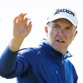 Martin Laird catches a ball on the practice range prior to the Nexo Championship at Trump International Golf Links  in Aberdeenshire 