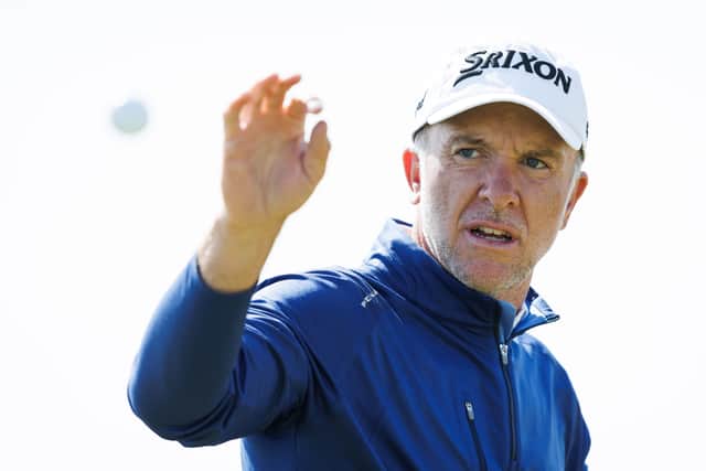Martin Laird catches a ball on the practice range prior to the Nexo Championship at Trump International Golf Links in Aberdeenshire | Ross Parker/Getty Images