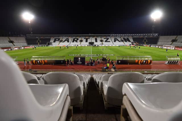 Partizan Belgrade host Hibs in the Conference League third qualifying round first leg on Thursday. (Photo by ANDREJ ISAKOVIC/AFP via Getty Images)