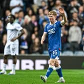 Lyall Cameron salutes the Rangers crowd after coming off against Viktoria Plzen.
