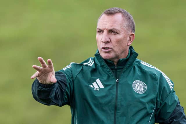 Brendan Rodgers takes training ahead of Celtic's clash with Aberdeen.