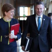 Nicola Sturgeon and Derek Mackay, pictured in 2019