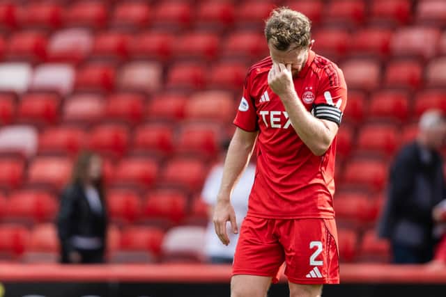 Nicky Devlin shows his angst after Aberdeen's 2-0 defeat by Celtic.