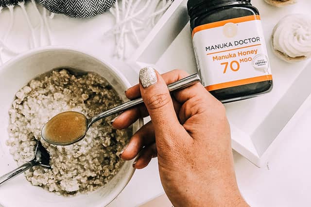 Manuka Doctor honey provides slow-release energy – Bruce takes a spoonful with breakfast every day to fuel his workouts