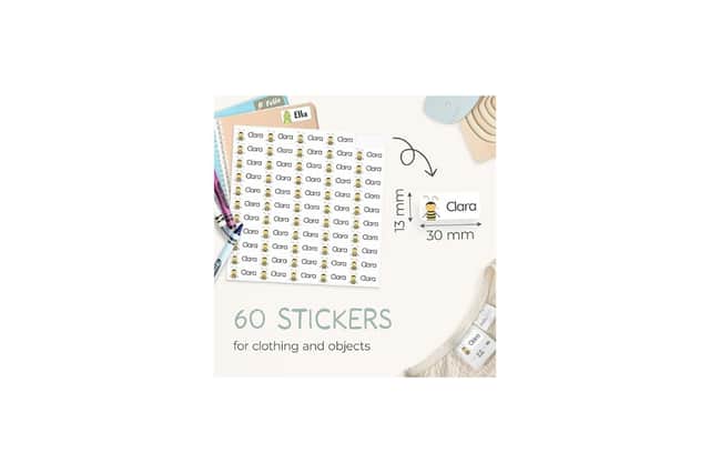 60 Stick-on Name Labels for Clothes Personalised
