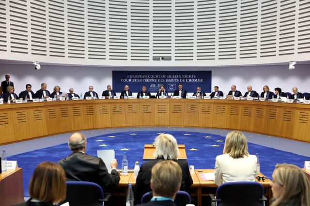Members of the European Court of Human Rights open a hearing in a climate change case involving six young Portuguese citizens against 32 countries, in Strasbourg, in September 2023