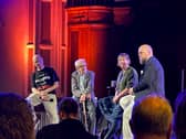 Paul Laverty (left), Ken Loach, Rebecca O’Brien and host Guy Lodge at the Edinburgh International Film Festival