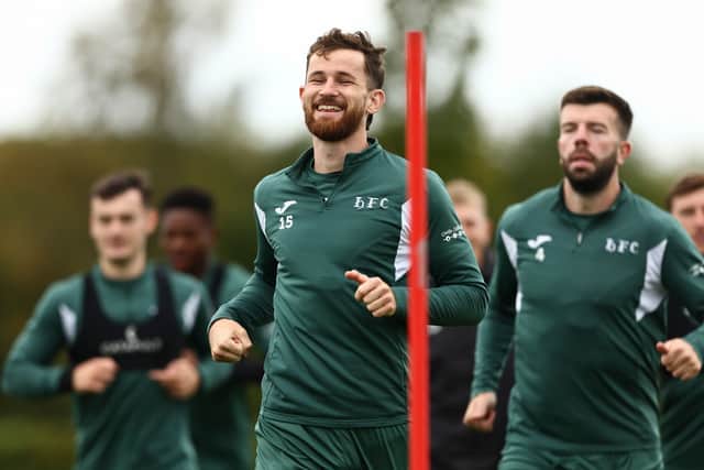 Jack Iredale during a Hibs training session ahead of the Conference League play-off first leg against Legia Warsaw. (Photo by Ewan Bootman / SNS Group)