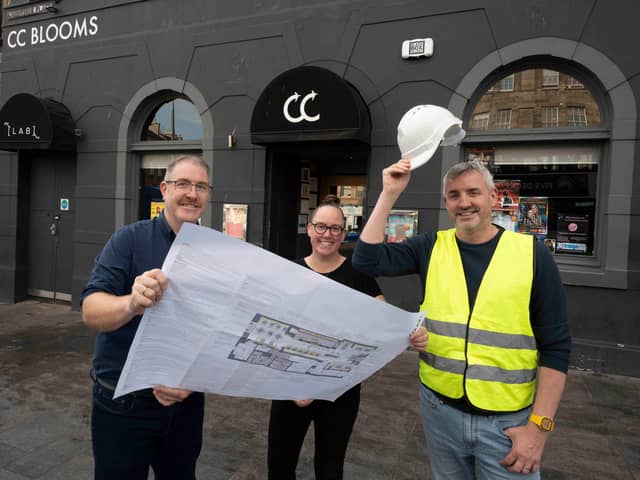 Work is starting on a major refurbishment of 
CC Blooms Bar in Edinburgh. From left to right: Mitch Stark, manager Shell Cormack and Tim Douglas