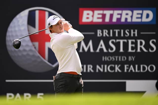 Matt Fitzpatrick tees off on the third hole on day two of the Betfred British Masters hosted by Sir Nick Faldo at The Belfry