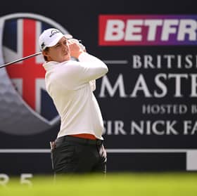  Matt Fitzpatrick  tees off on the third hole on day two of the Betfred British Masters hosted by Sir Nick Faldo at The Belfry 