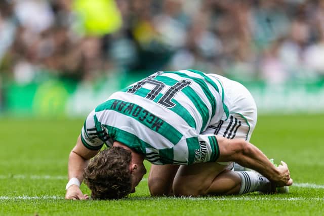 Luke McCowan goes down clutching his foot against Livingston.