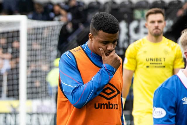 Rangers substitute Hamza Igamane at full time after refusing to come on during the second half of the 1-1 draw at St Mirren. (Photo by Alan Harvey / SNS Group)