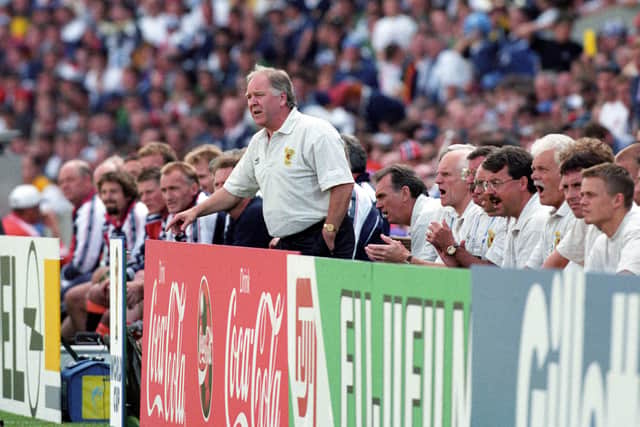 Scotland head coach Craig Brown on the touchline during the opening match of the 1998 World Cup in France against Brazil at the Stade de France.
