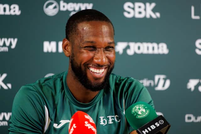 Junior Hoilett speaks to the press ahead of Hibs' second leg in the Polish capital.