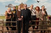 Taskmaster series 20 cast l to r: Maisie Adam, Sanjeev Bhaskar, Alex Horne, Greg Davies, Phil Ellis, Ania Magliano and Reece Shearsmith. Credit: Avalon
