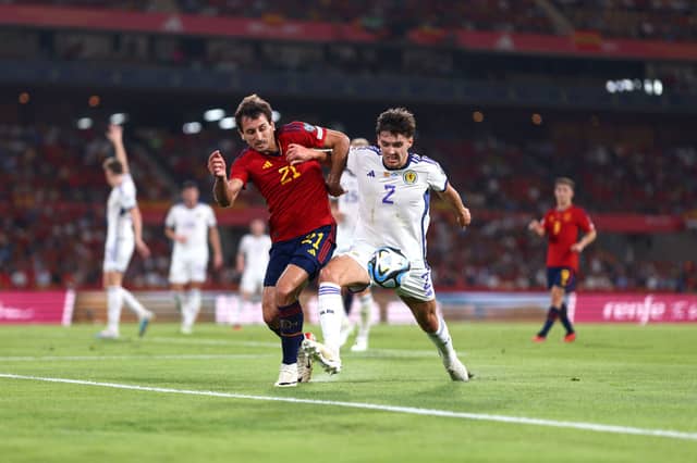 Aaron Hickey is back in the Scotland squad and ready to kick start his career after a gruelling 22 month hamstring problem. Cr: Getty Images.