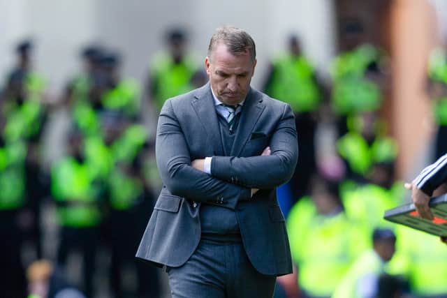 Celtic manager Brendan Rodgers cuts a frustrated figure during the goalless draw with Rangers at Ibrox. (Photo by Craig Foy / SNS Group)