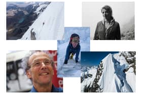Clockwise from top left: a still from Reel Rock: Jirishanca; climber Anna Fleming; a still from Of A Lifetime; Stephen Venables; Mollie Hughes on her way up Everest in 2012