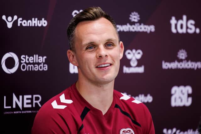 Lawrence Shankland during a Heart of Midlothian press conference at the Oriam, on September 09, 2025, in Edinburgh, Scotland. (Photo by Mark Scates / SNS Group)
