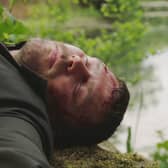 Aaron Dingle (DANNY MILLER) after his fall in Emmerdale