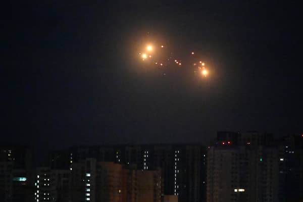 The Ukrainian air defence fires at Russian drones above Kyiv during night mass drone and missile strikes on September 10. Poland has reported an attack by similar drones.  Picture: Sergei Supinsky/AFP via Getty Images