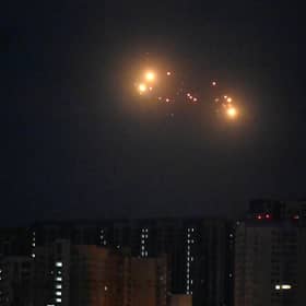 The Ukrainian air defence fires at Russian drones above Kyiv during night mass drone and missile strikes on September 10. Poland has reported an attack by similar drones.  Picture: Sergei Supinsky/AFP via Getty Images