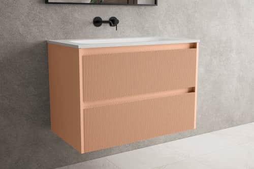 Peach Fuzz brings warmth and elegance to the Scanalato vanity – Pantone’s Colour of the Year 2024 reimagined for the bathroom.