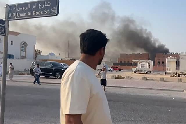 Smoke rises after Israeli air strikes on Doha in Qatar, targeting senior leaders of Hamas (Picture: Jacqueline Penney)