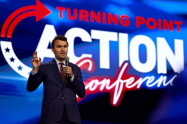 Charlie Kirk, executive director of Turning Point USA, was shot dead at a public debate event on the Utah Valley University campus (Picture: Joe Raedle)