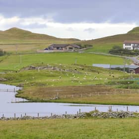 View of a community on Shetland mainland 