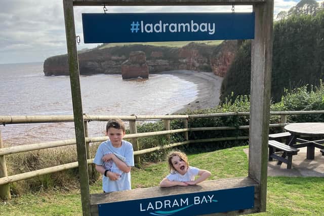 Two happy campers at Ladram Bay holiday park