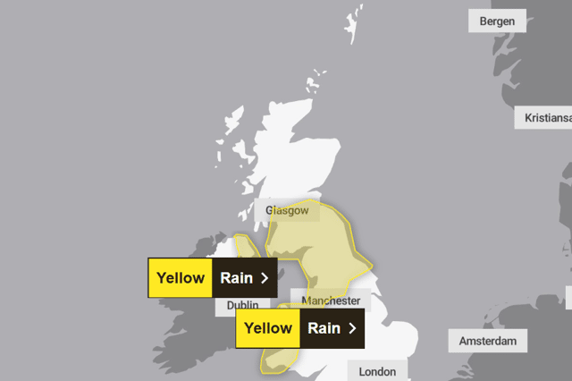 Met Office issues yellow weather warning for heavy rain in parts of ...