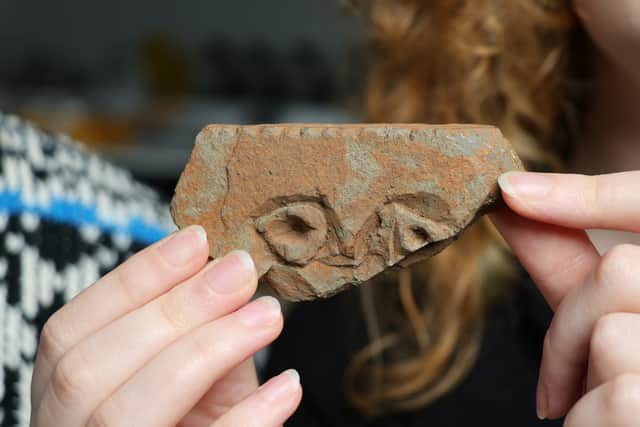 The fragment of stone carving found at East Lomond near Falkland, which archaeologists believe was an important site during the Pictish period. PIC: Aberdeen University.