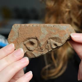 The fragment of stone carving found at East Lomond near Falkland, which archaeologists believe was an important site during the Pictish period. Picture: Aberdeen University.