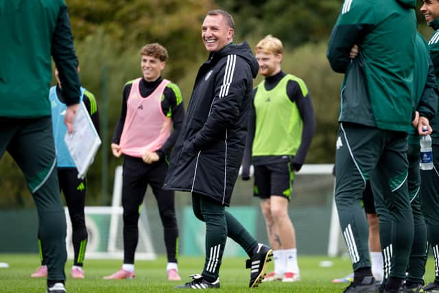 Brendan Rodgers during a Celtic training session at the Lennoxtown Training Centre on Friday. (Photo by Ross MacDonald / SNS Group)