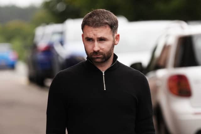 James Keatings arrives at Falkirk Sheriff Court to be sentenced for money laundering.