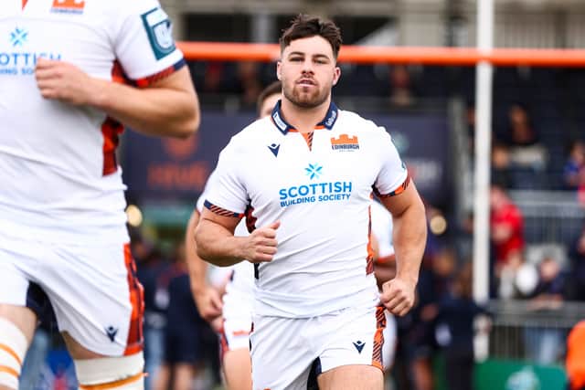 Edinburgh's Harri Morris runs out onto the pitch ahead of the pre-season friendly match against Doncaster Knights. (Photo by Ewan Bootman / SNS Group)