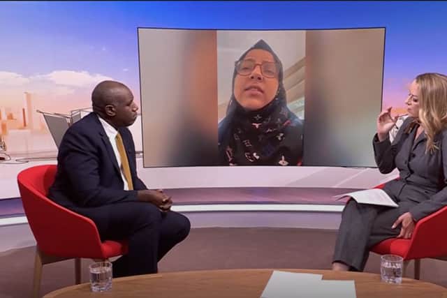 Manar al-Houbi speaks to Laura Kuenssberg and Deputy Prime Minister David Lammy
