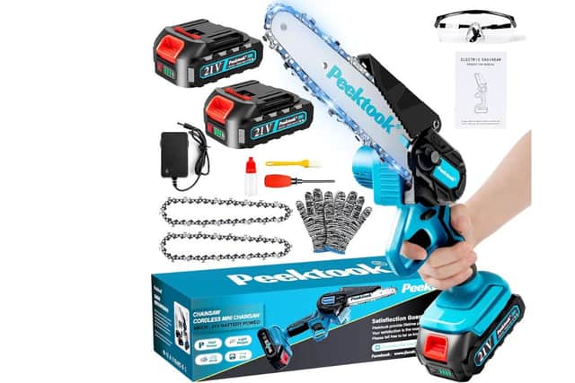 The chainsaw comes with a comprehensive bundle of extras