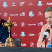 Team USA captain Keegan Bradley and his Team Europe captain Luke Donald speak to the media at Bethpage Black on Monday in the build up to the 45th Ryder Cup at the Long Island venue
