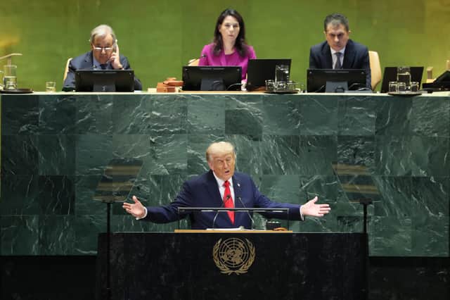 US President Donald Trump speaks during the United Nations General Assembly in New York