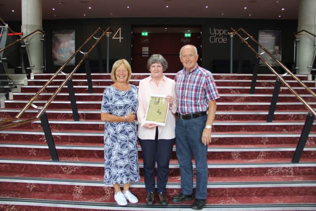 Volunteer researcher Ruth Bowman with Phil and Janette Maclaughlin, descendants of Bethia Cassie.
