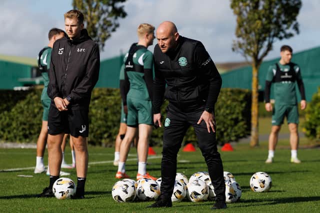 David Gray puts his Hibs players through their paces.