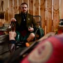 Sam Heughan at a bothy at the newly rebranded Galloway distillery