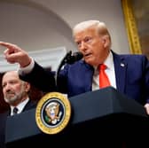 Donald Trump's interventions in UK politics could be interpreted as an attempt to help his political ally, Nigel Farage (Picture: Andrew Harnik)