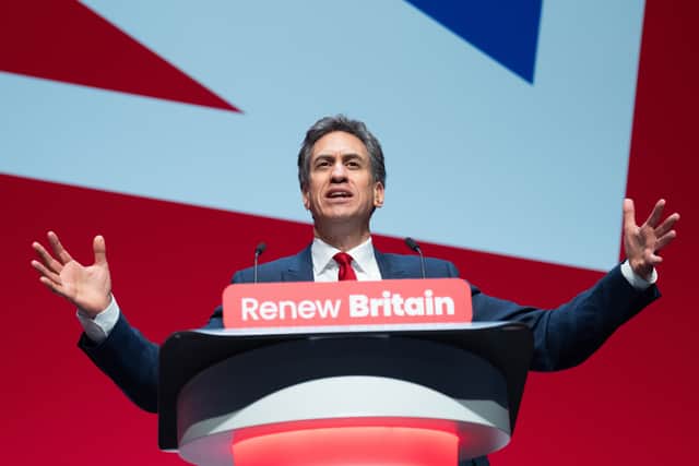 Ed Miliband speaking at the Labour Party conference in Liverpool