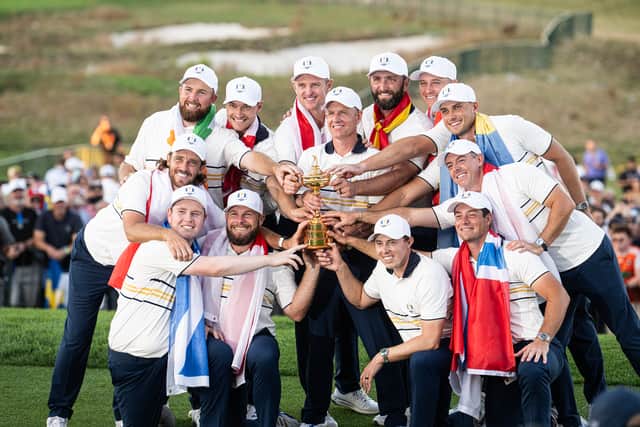 Team Europe celebrated in style following their 15-13 win in the 45th Ryder Cup in New York on Sunday